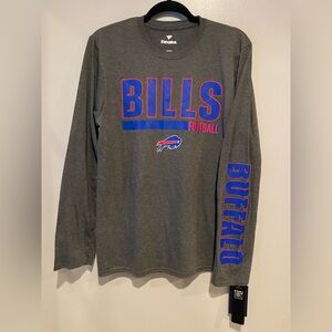 Buffalo Bills Long Sleeve Tshirt Charcoal Gray Fanatics Mens Medium NFL NWT